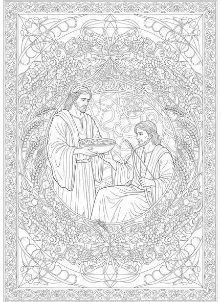 Jacob et Ésaü échangeant les droits d'aînesse, page à colorier Jacob et Ésaü pour le journal biblique.
