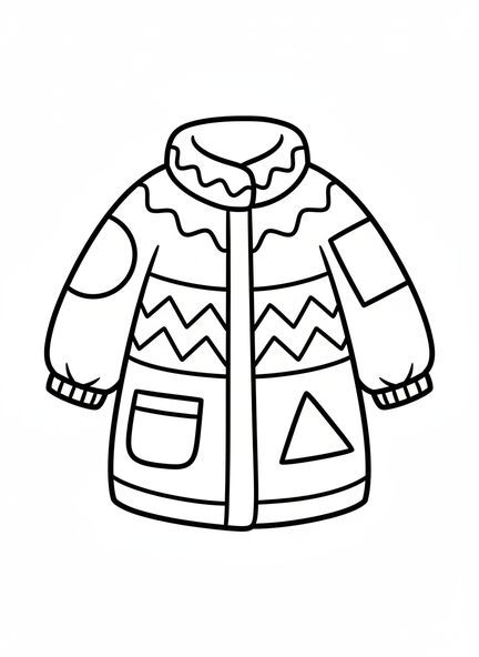Gran abrigo colorido, página para colorear del Abrigo de José para niños de 2 a 3 años.