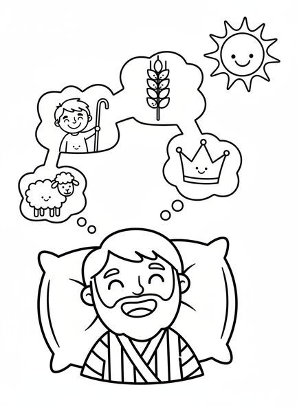 Joseph souriant, page à colorier de Joseph pour les enfants d'âge préscolaire 3-5 ans