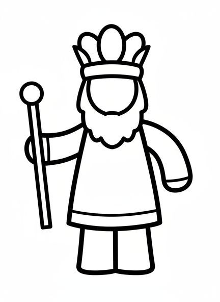 Figura gigante y simple de Salomón, página para colorear de la Sabiduría de Salomón para niños de 2 a 3 años.