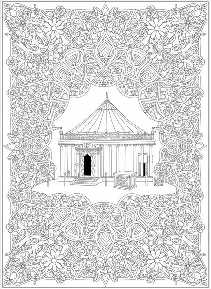 Structure du Tabernacle, page à colorier sur le Tabernacle pour le journaling biblique pour adultes