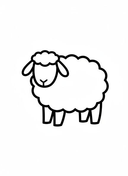 Einzelnes Schaf, Ausmalbild vom Guten Hirten für Kleinkinder im Alter von 2-3 Jahren