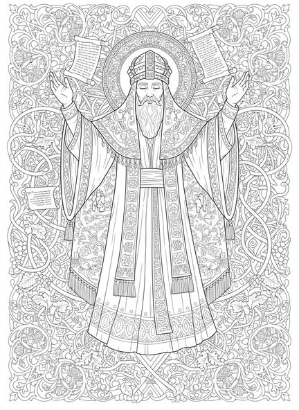 Fariseo en oración, página para colorear de Fariseo y Recaudador de Impuestos estilo Biblia para adultos