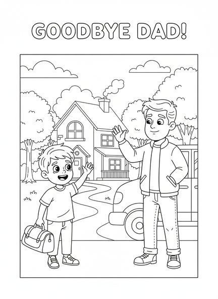 Jeune garçon faisant ses adieux, page à colorier du Fils Prodigue pour les enfants de 5 à 10 ans