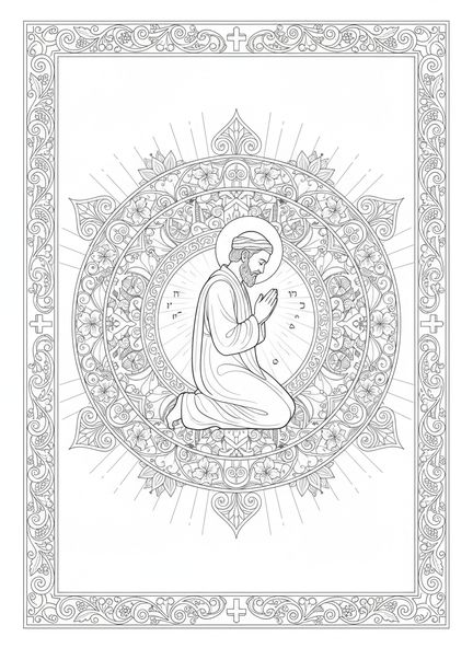 Jabez orando, página para colorear de la Oración de Jabez en estilo de journaling bíblico para adultos