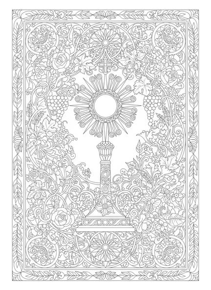 Monstrance ornée, page à colorier de monstrance pour le style de journalisation biblique pour adultes.