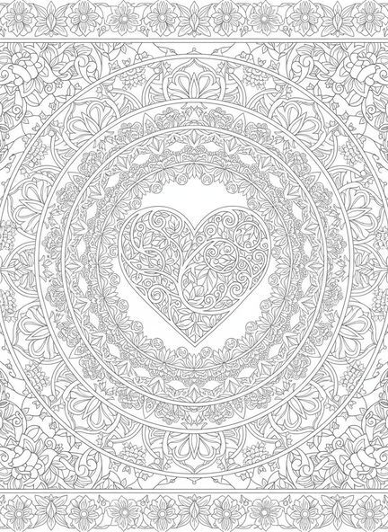 Symbole de cœur, page à colorier Cœur de Jésus pour adultes dans un style de journal biblique