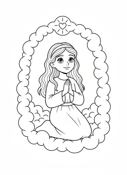 Santa Inês jovem, página de colorir de Santa Inês para crianças de 5 a 10 anos