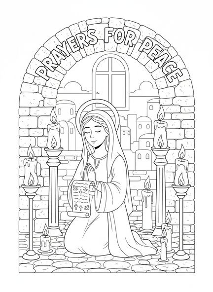 St. Dymphna betend, Ausmalbild von St. Dymphna für Sonntagsschulkinder im Alter von 5-12 Jahren.