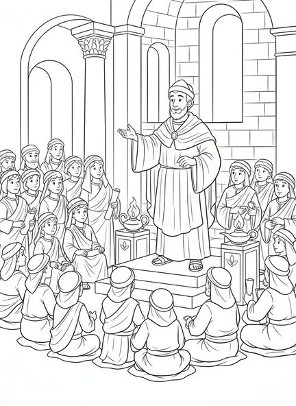 Saint Grégoire prêchant, page à colorier de Saint Grégoire le Grand pour les enfants de l'École du dimanche âgés de 5 à 12 ans