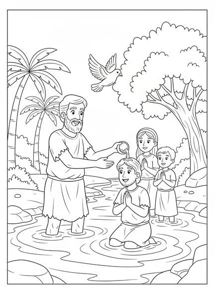 Saint Jean-Baptiste, page à colorier pour enfants de 5 à 10 ans