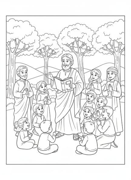 São João Evangelista pregando, página de colorir do São João Evangelista para crianças de 5 a 10 anos