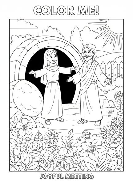 María Magdalena abrazando a Jesús, página para colorear de Santa María Magdalena para niños de 5 a 10 años.