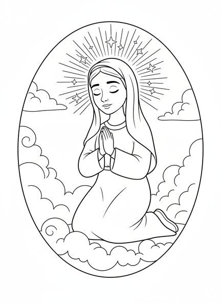 Sainte Monica en prière, page à colorier Sainte Monica pour enfants de 5 à 10 ans