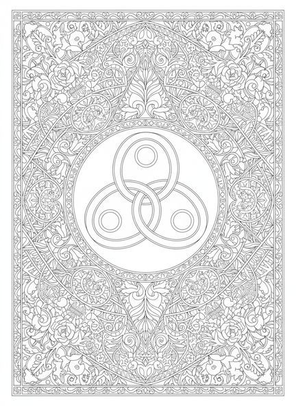 Symbol der Dreifaltigkeit, Ausmalbild für Erwachsene im Stil des Bibeljournaling.
