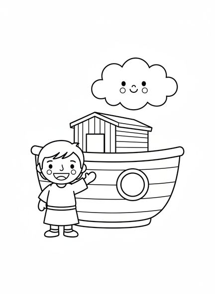 Noé souriant, page à colorier VBS Cokesbury pour les enfants d'âge préscolaire de 3 à 5 ans