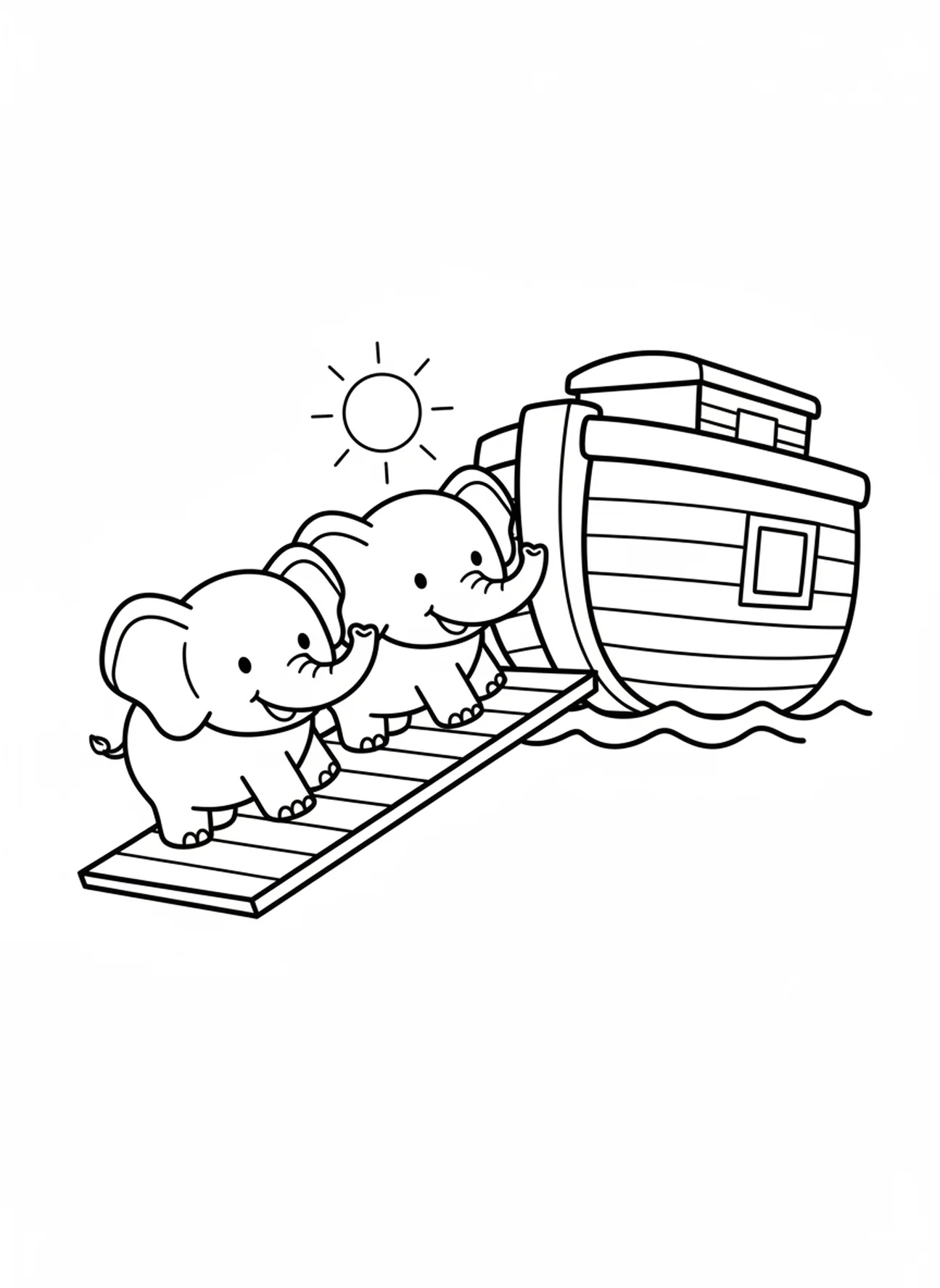Paire d'éléphants, Page à colorier religieuse du calendrier de l'Avent pour les enfants d'âge préscolaire de 3 à 5 ans