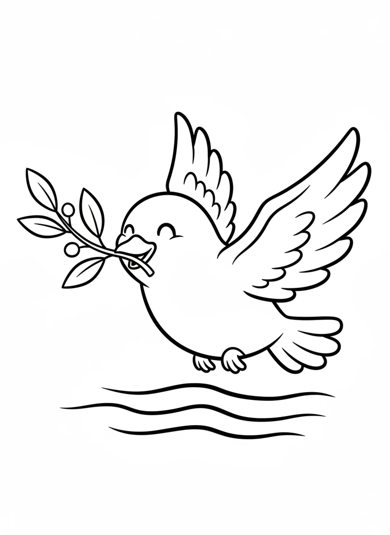 Colombe avec branche d'olivier, page à colorier religieuse pour le calendrier de l'Avent pour les enfants de 3 à 5 ans