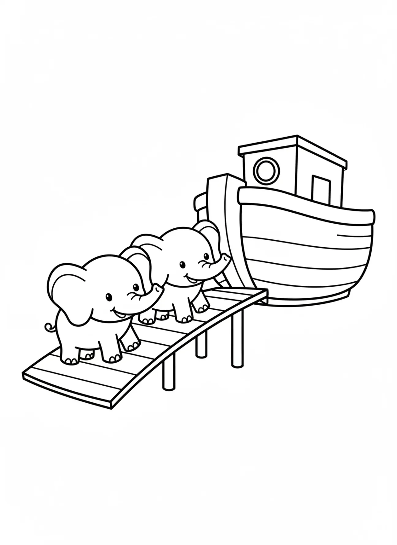 Paar Elefanten, Ausmalbild für die 2. Adventskerze für Vorschulkinder im Alter von 3-5 Jahren