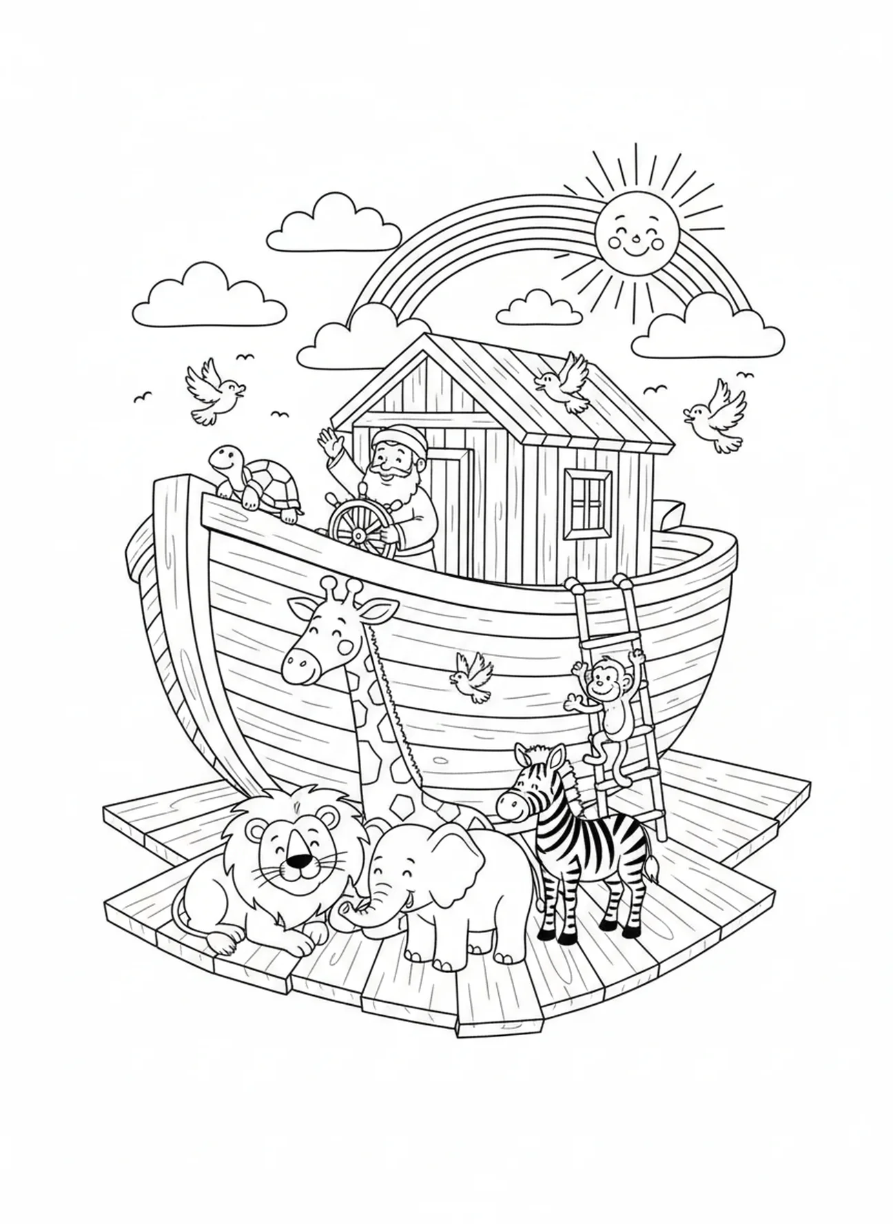 Animaux sur l'arche, page à colorier de la semaine de l'Avent Espérance pour les enfants de 5 à 10 ans