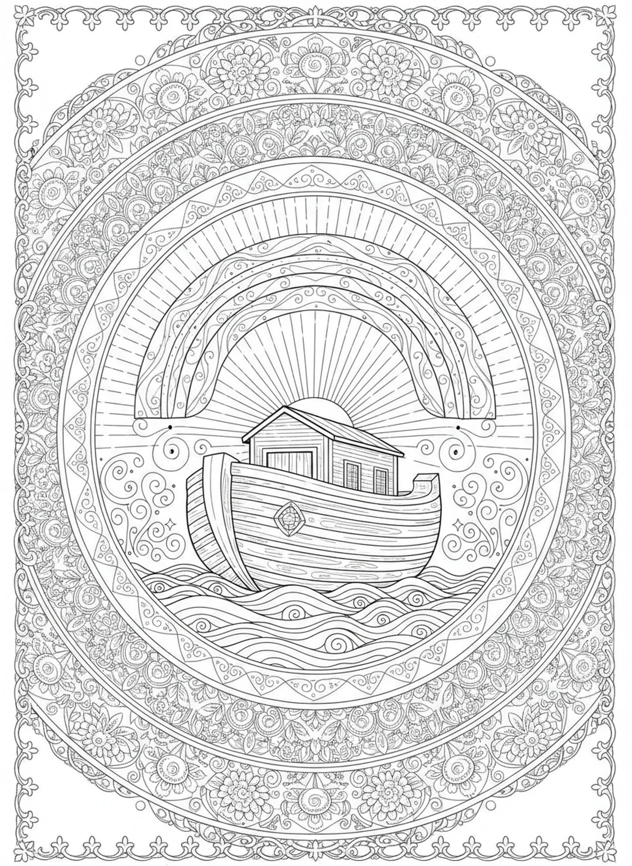 Strahlendes Symbol von Gottes Versprechen, Anker der Hoffnung Malvorlage für Erwachsene im Bibel-Journaling-Stil.