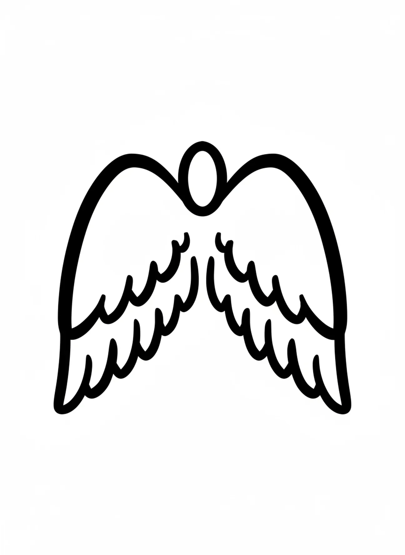 Deux grandes ailes d'ange, page à colorier de l'Ange Gardien pour les tout-petits de 2 à 3 ans.