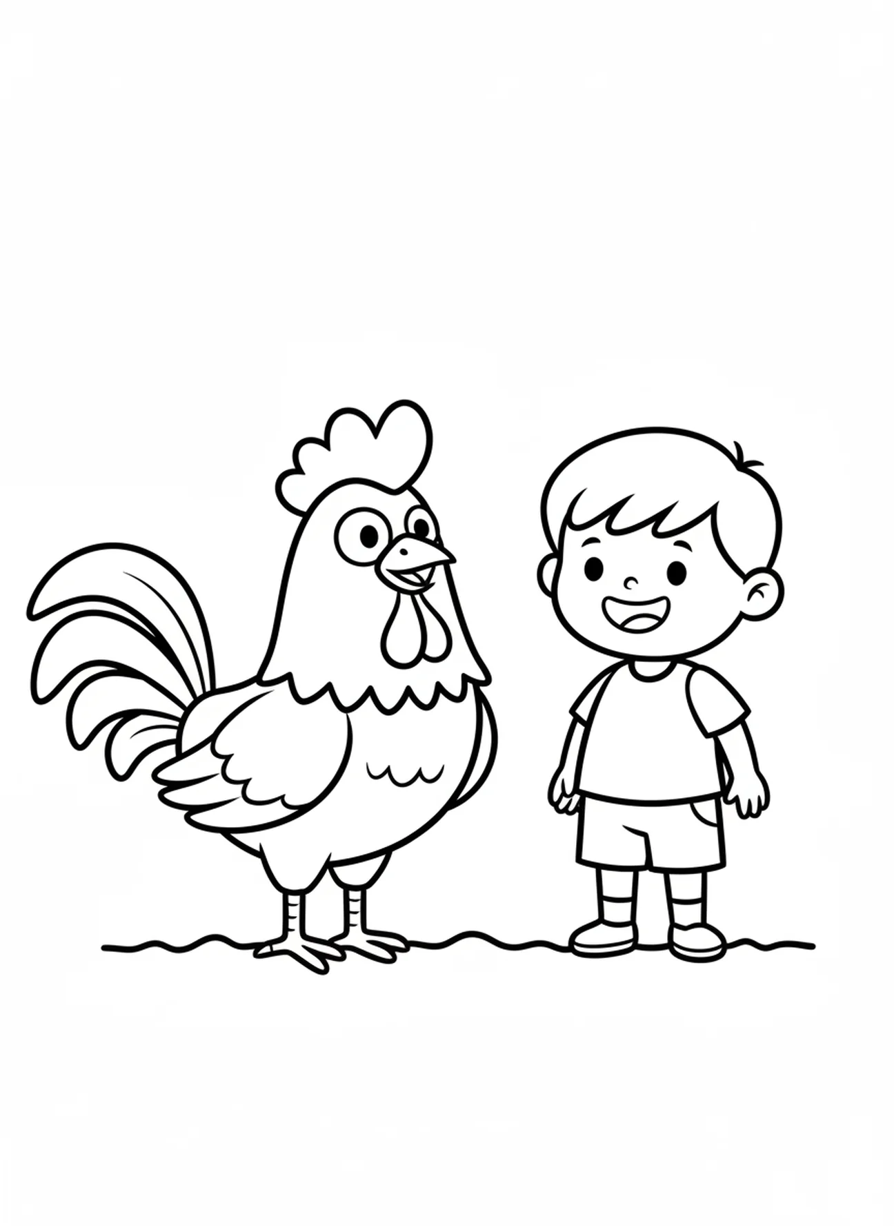 Coq et Pierre ensemble, page à colorier du Bible Coq pour les préscolaires de 3 à 5 ans.