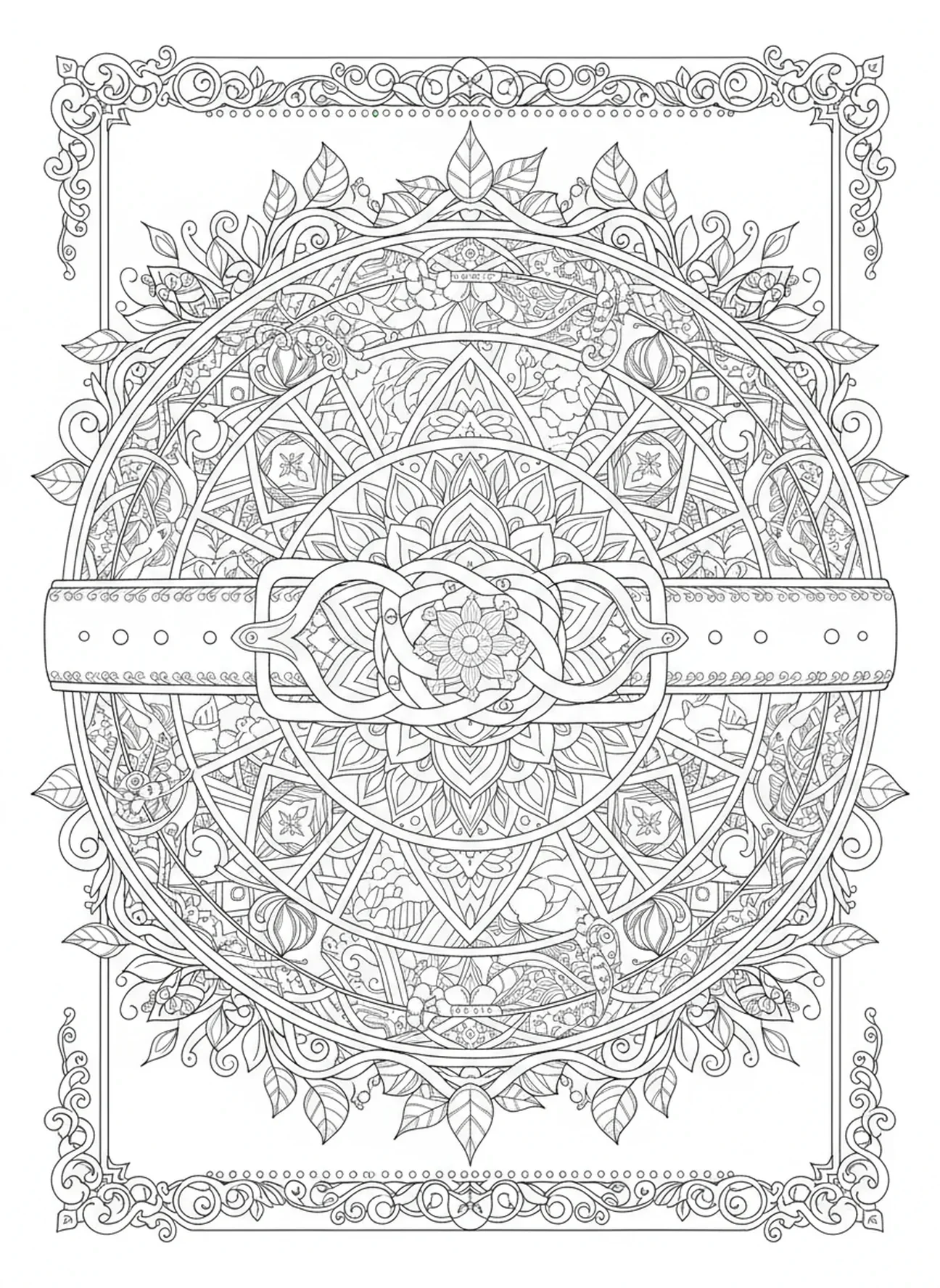 Design de cinto lindamente adornado, Armadura de Deus, página de colorir para adultos no estilo de journaling bíblico