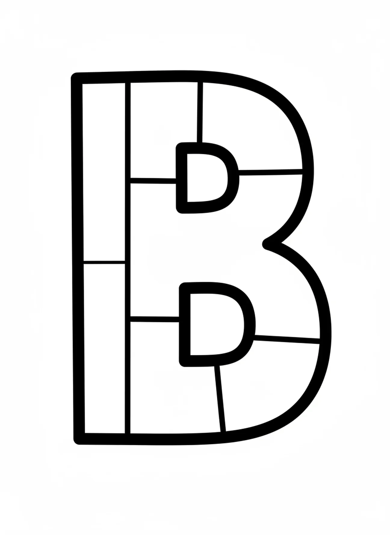 Grande lettre B, page à colorier de l'alphabet biblique pour les tout-petits de 2 à 3 ans