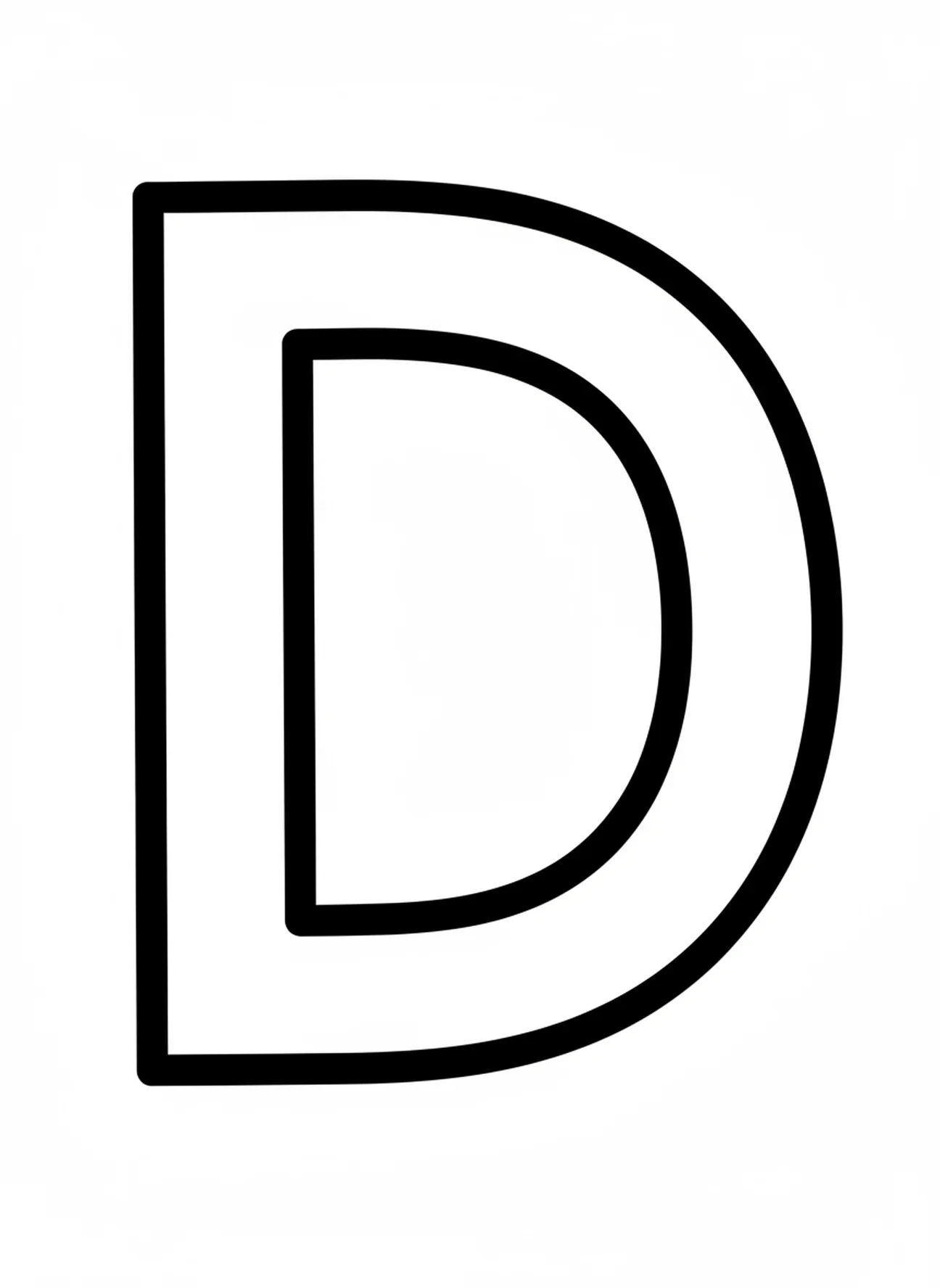Lettre D en gras, page à colorier de l'alphabet biblique pour les tout-petits de 2 à 3 ans