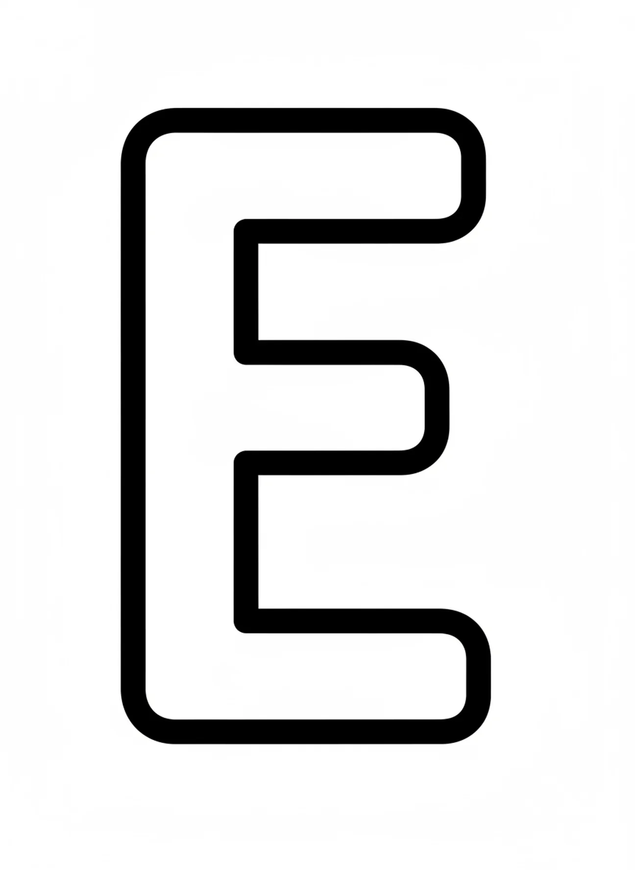 Grande lettre E, page à colorier de l'alphabet biblique pour les tout-petits de 2 à 3 ans