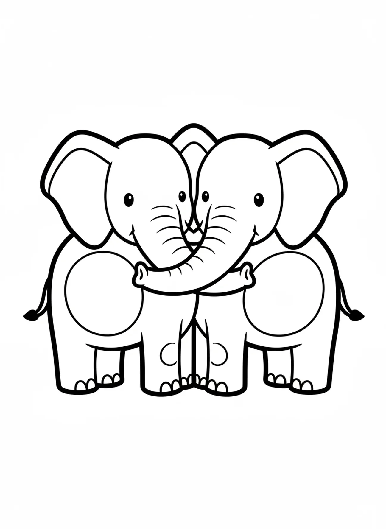 Twee cartoonolifanten, Bijbel Tel kleurplaat voor peuters van 2-3 jaar.