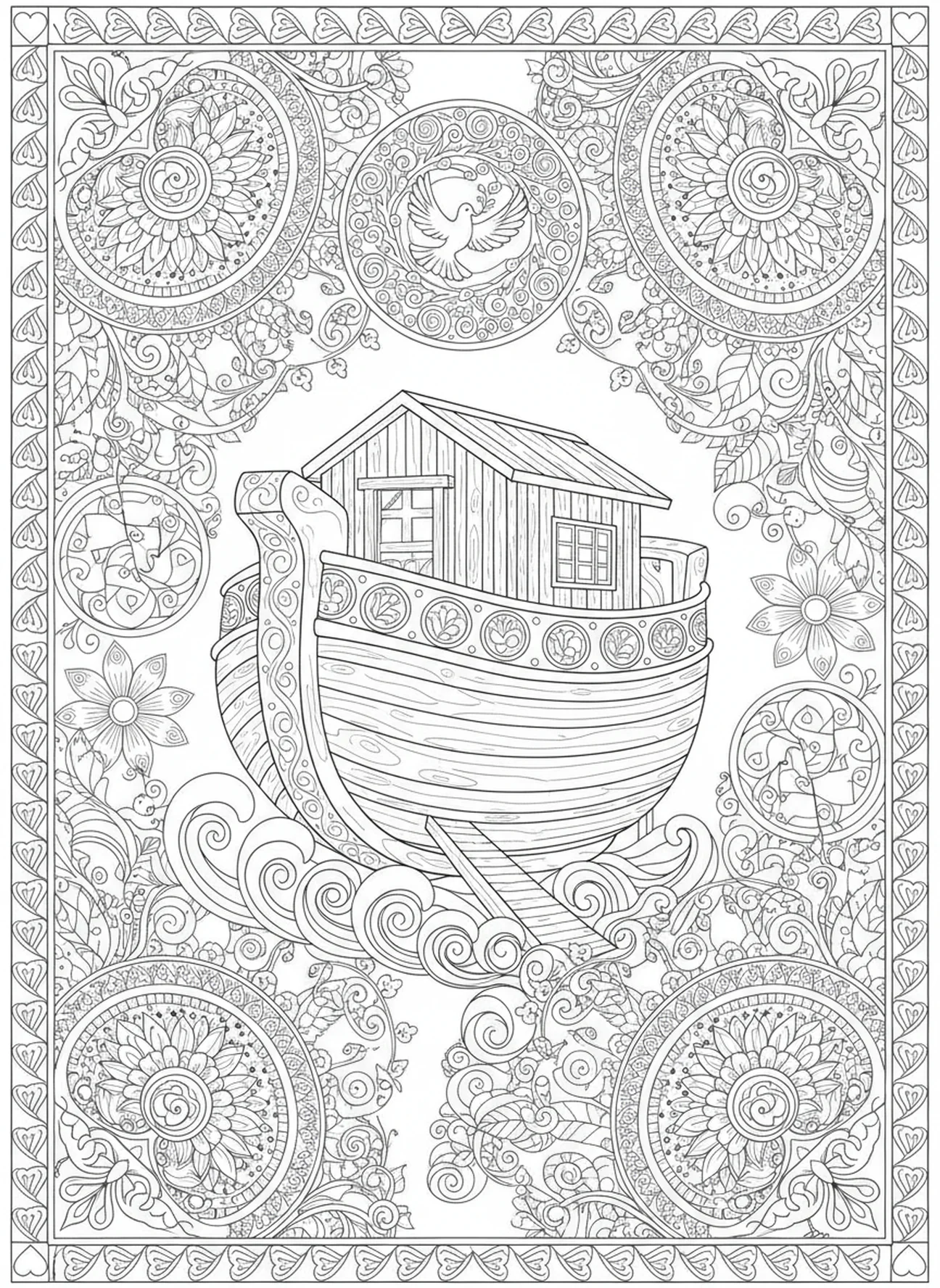 Patrones florales ornamentales, página para colorear de 1 Juan 4:7 estilo de journaling bíblico para adultos
