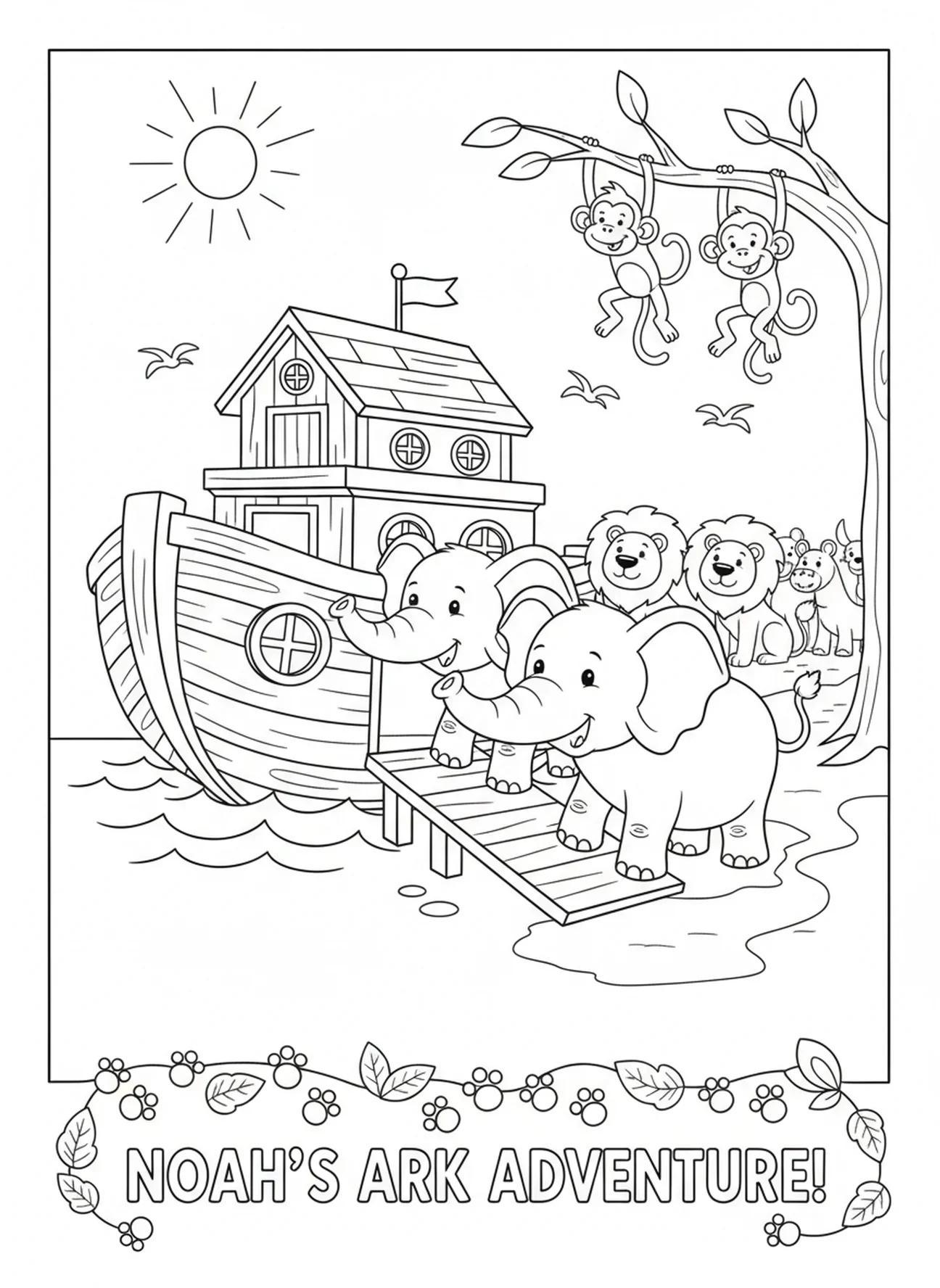Pareja de elefantes de caricatura, página para colorear de 1 Tesalonicenses 5:16 para niños de 5 a 10 años