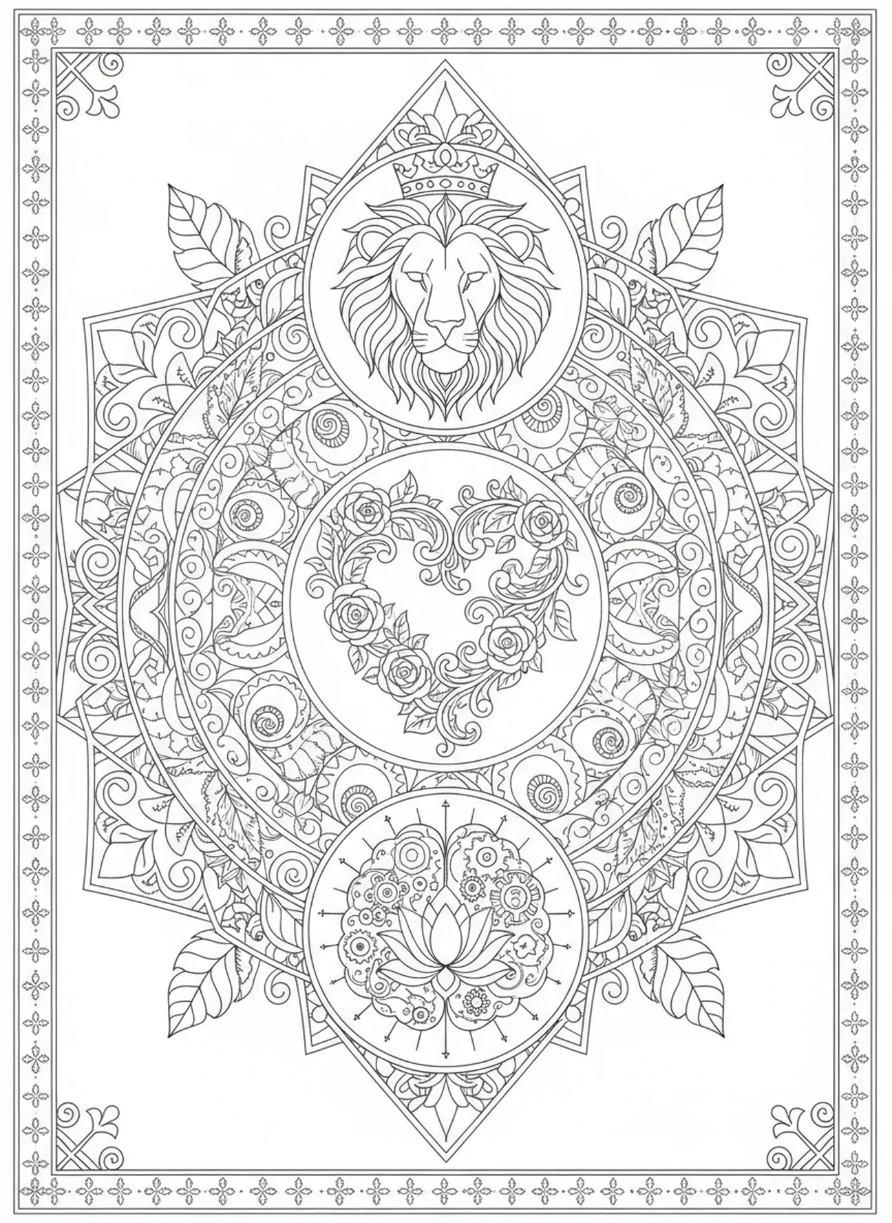 Símbolos de poder, amor e mente sã, página para colorir 2 Timóteo 1:7 no estilo de journaling bíblico para adultos