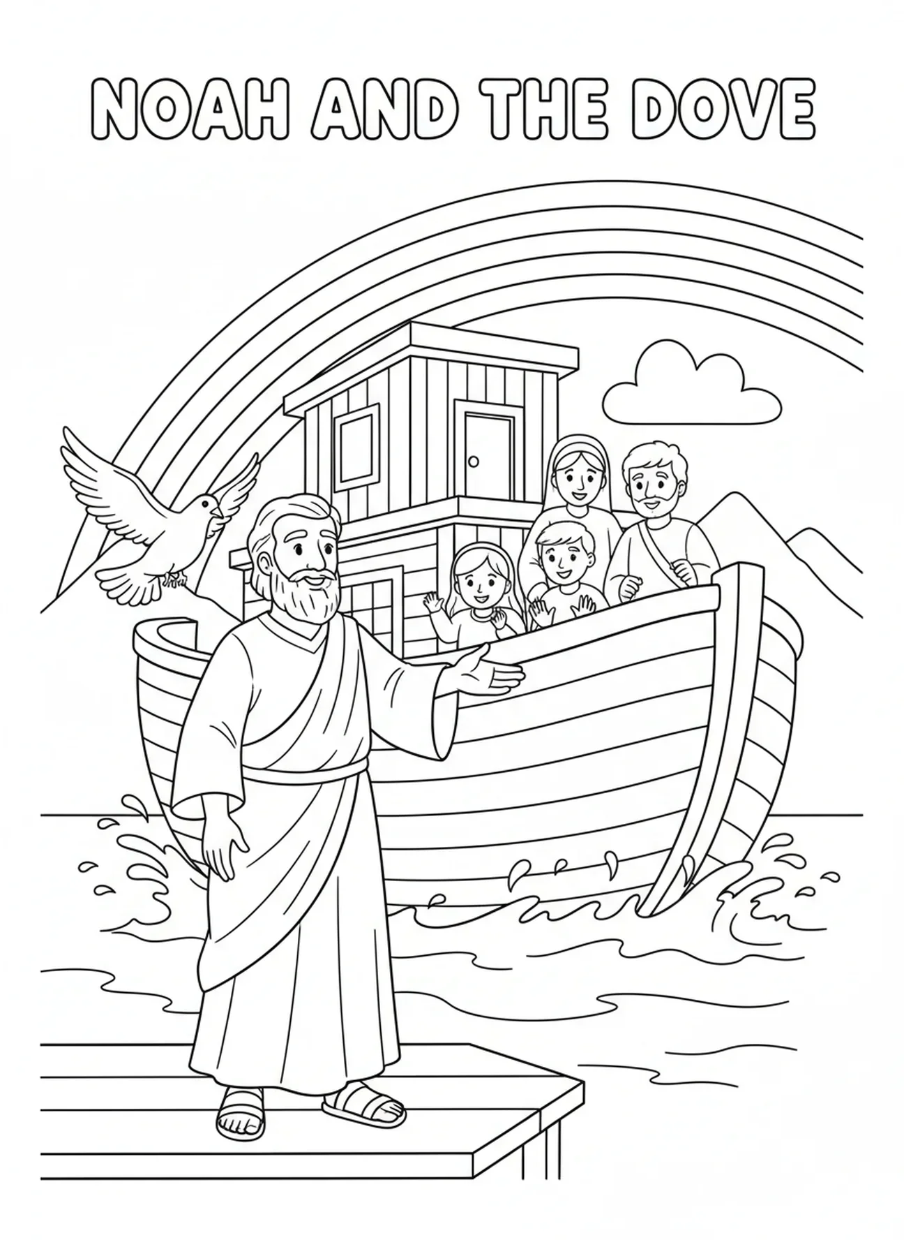 Noah, der eine Taube freilässt, Be Still And Know Malvorlage für Kinder im Alter von 5-10 Jahren