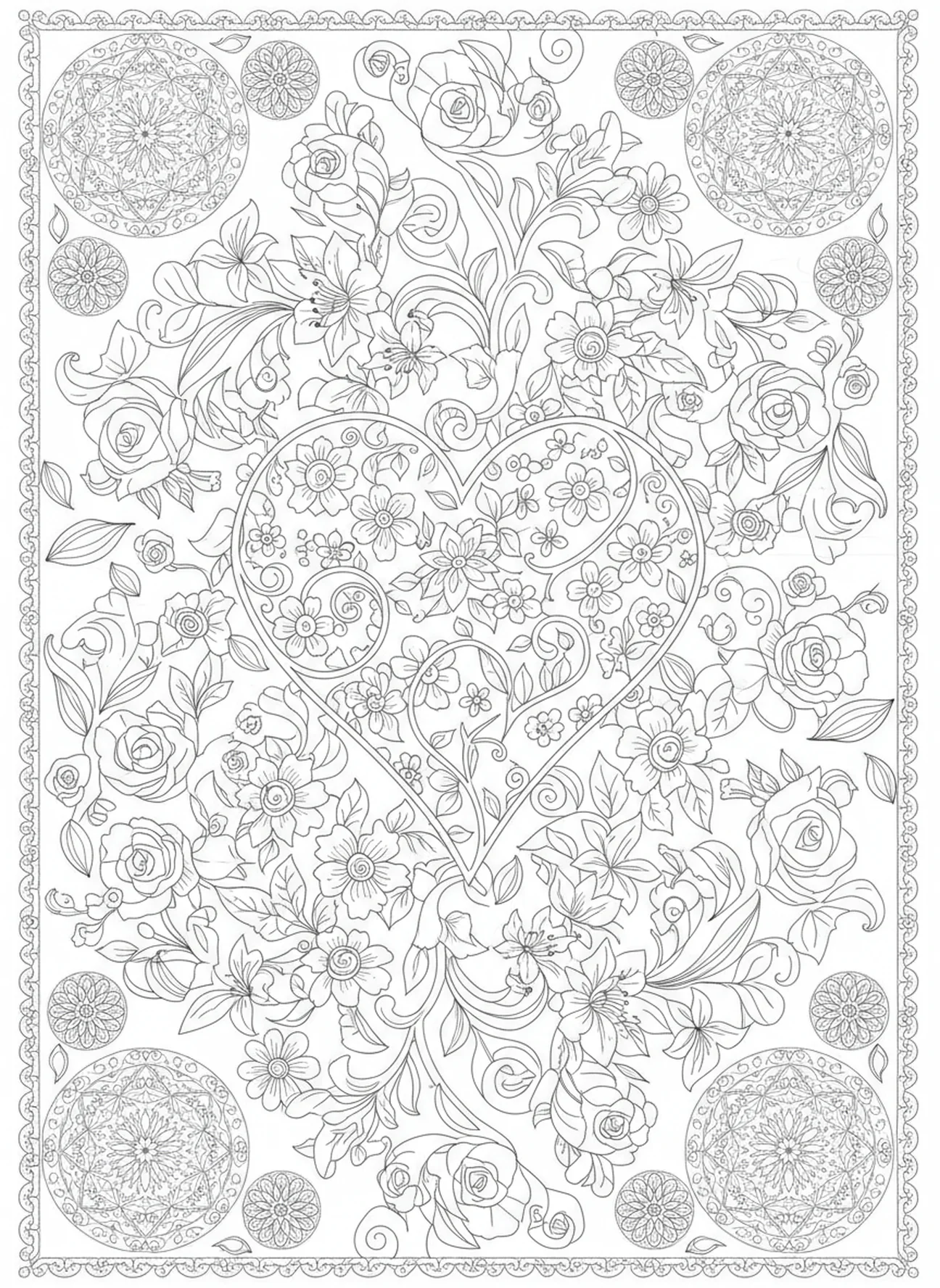 Corazón ornamentado, página para colorear de Eclesiastés 3:1 en estilo de journaling bíblico para adultos.