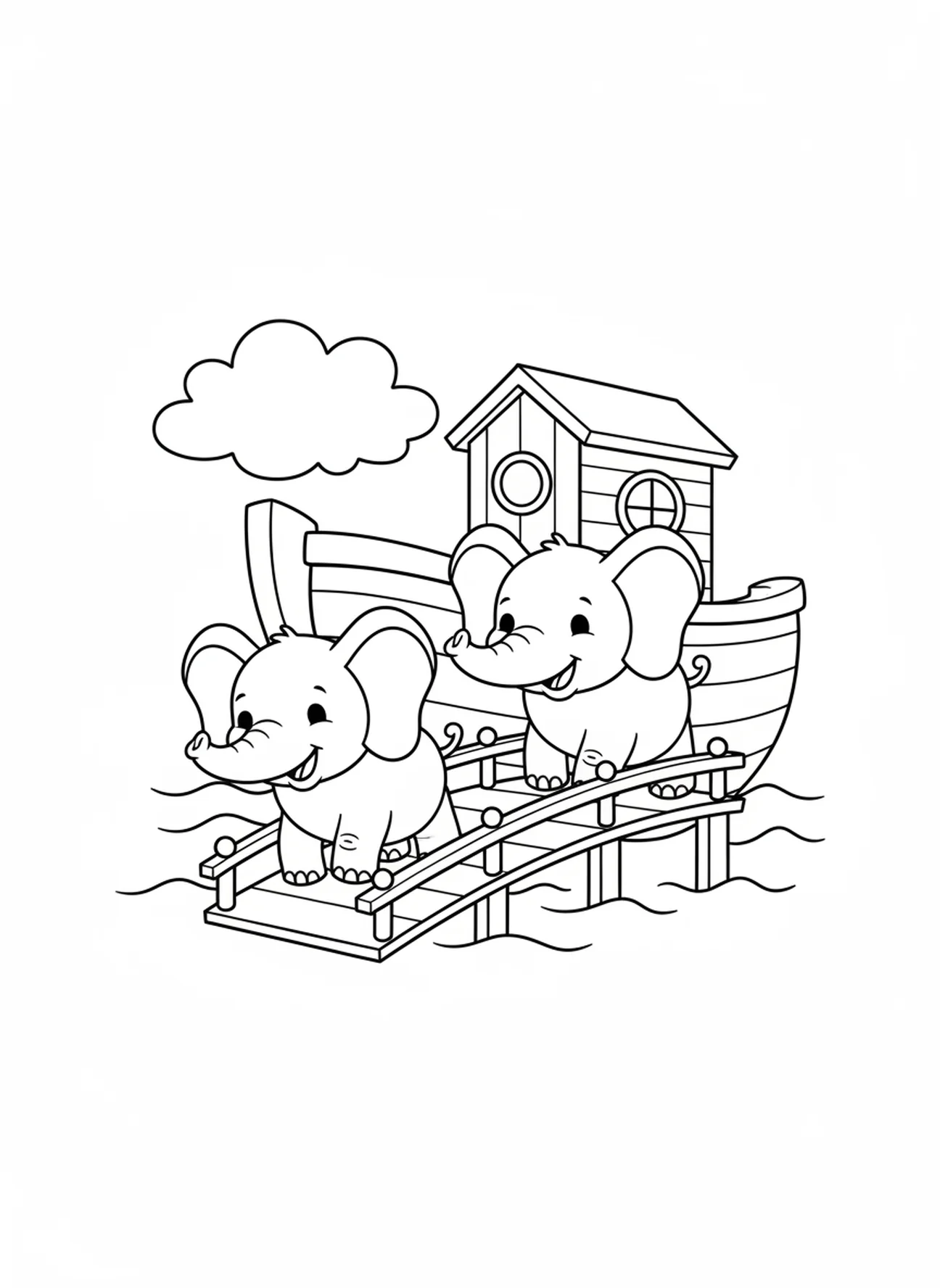Zwei Cartoon-Elefanten, Epheser 4,32 Malvorlage für Vorschulkinder im Alter von 3-5 Jahren
