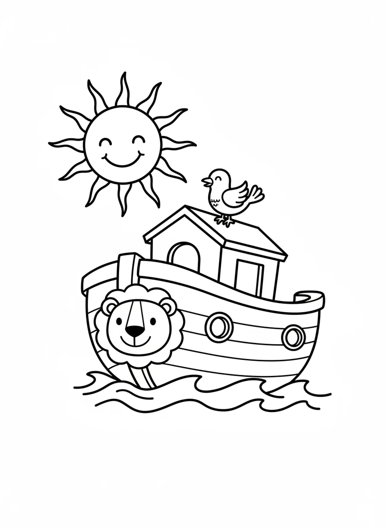 Einfache Arche auf dem Wasser, Epheser 4,32 Malvorlage für Vorschulkinder im Alter von 3-5 Jahren