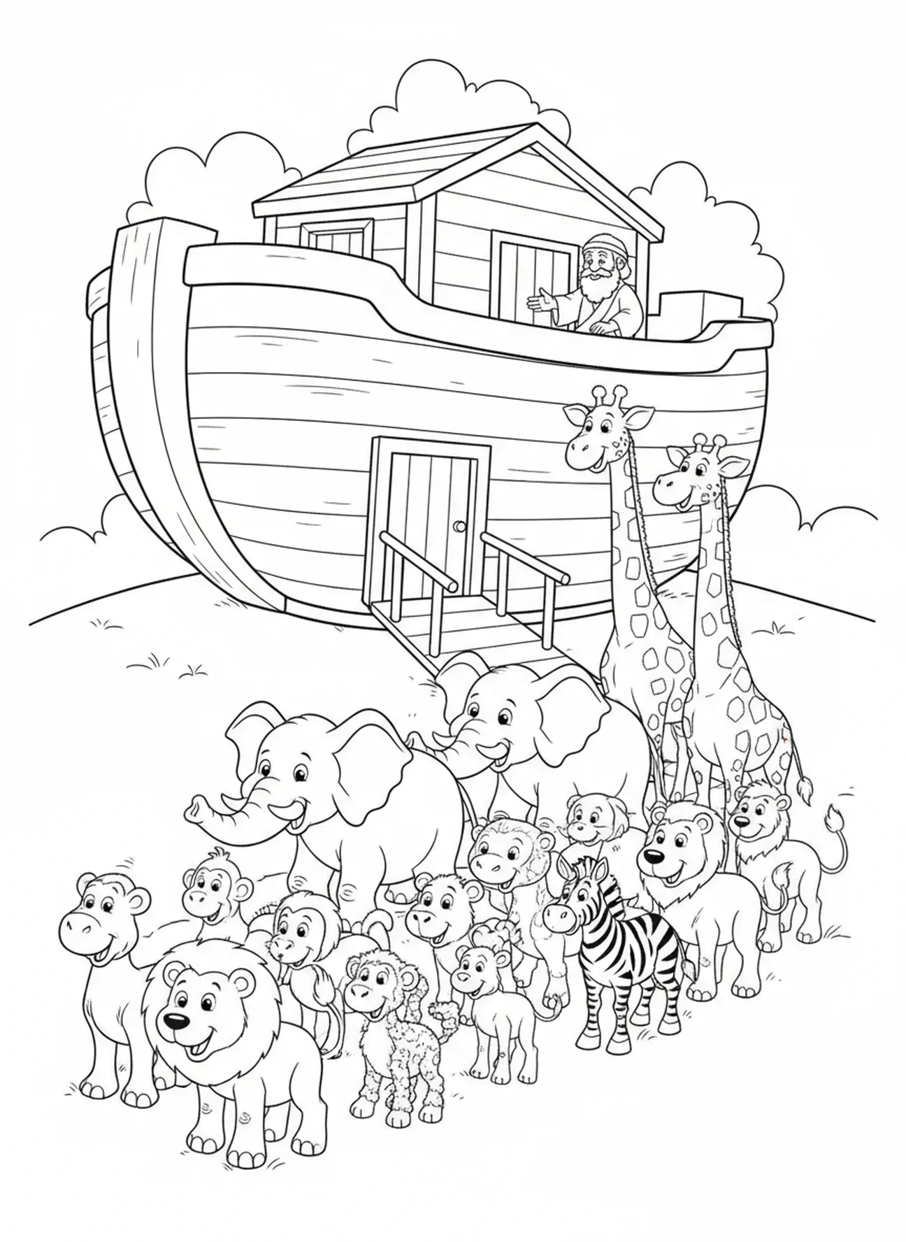 Pares de animales, página para colorear 'Porque de tal manera amó Dios al mundo' para niños de 5 a 10 años