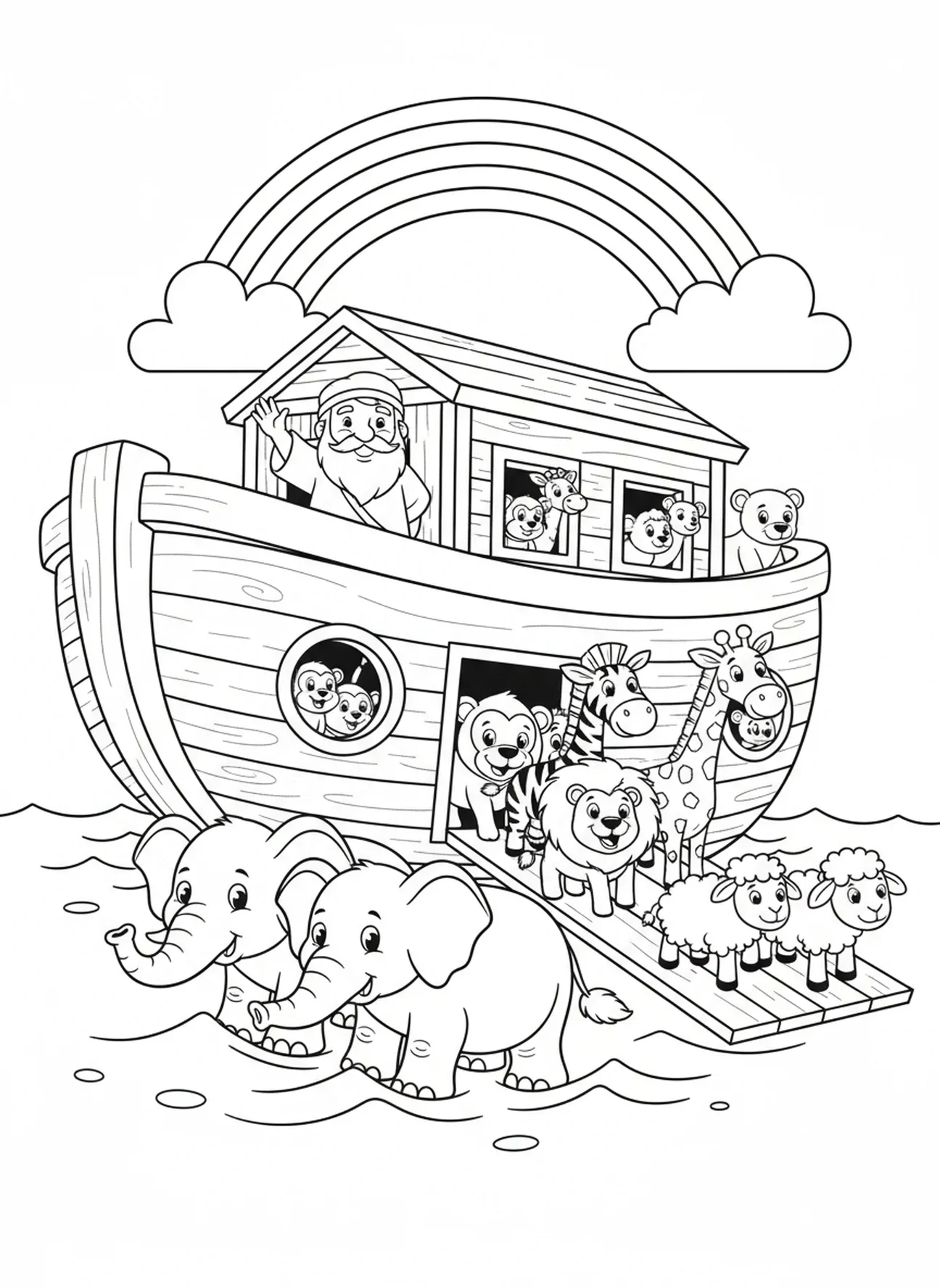 Paire d'éléphants montant à bord, page à colorier Je connais les projets