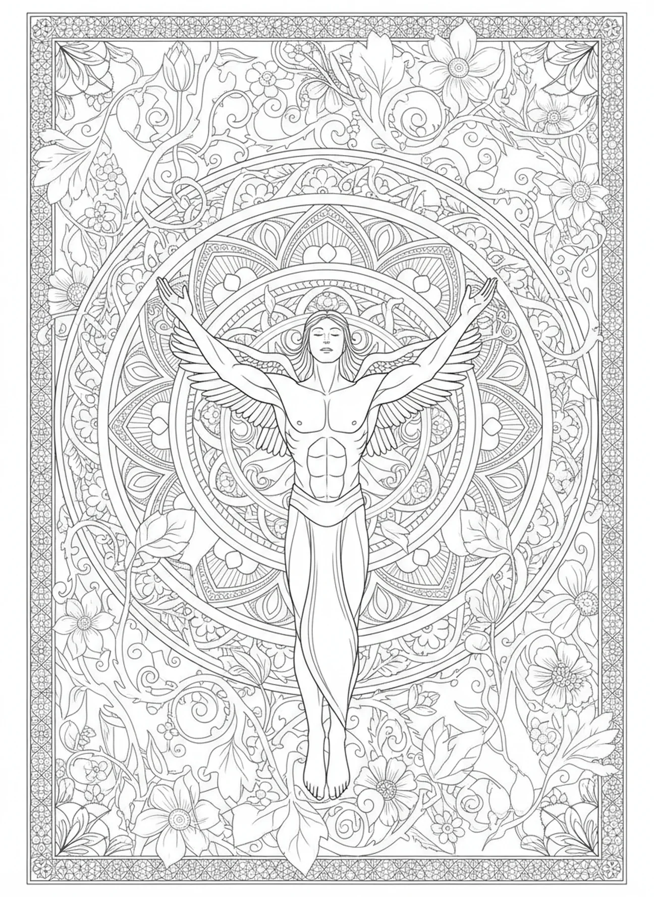 Figur mit erhobenen Armen, Jesaja 41,10 Fürchte dich nicht Ausmalbild für Erwachsene im Bibel-Journaling-Stil