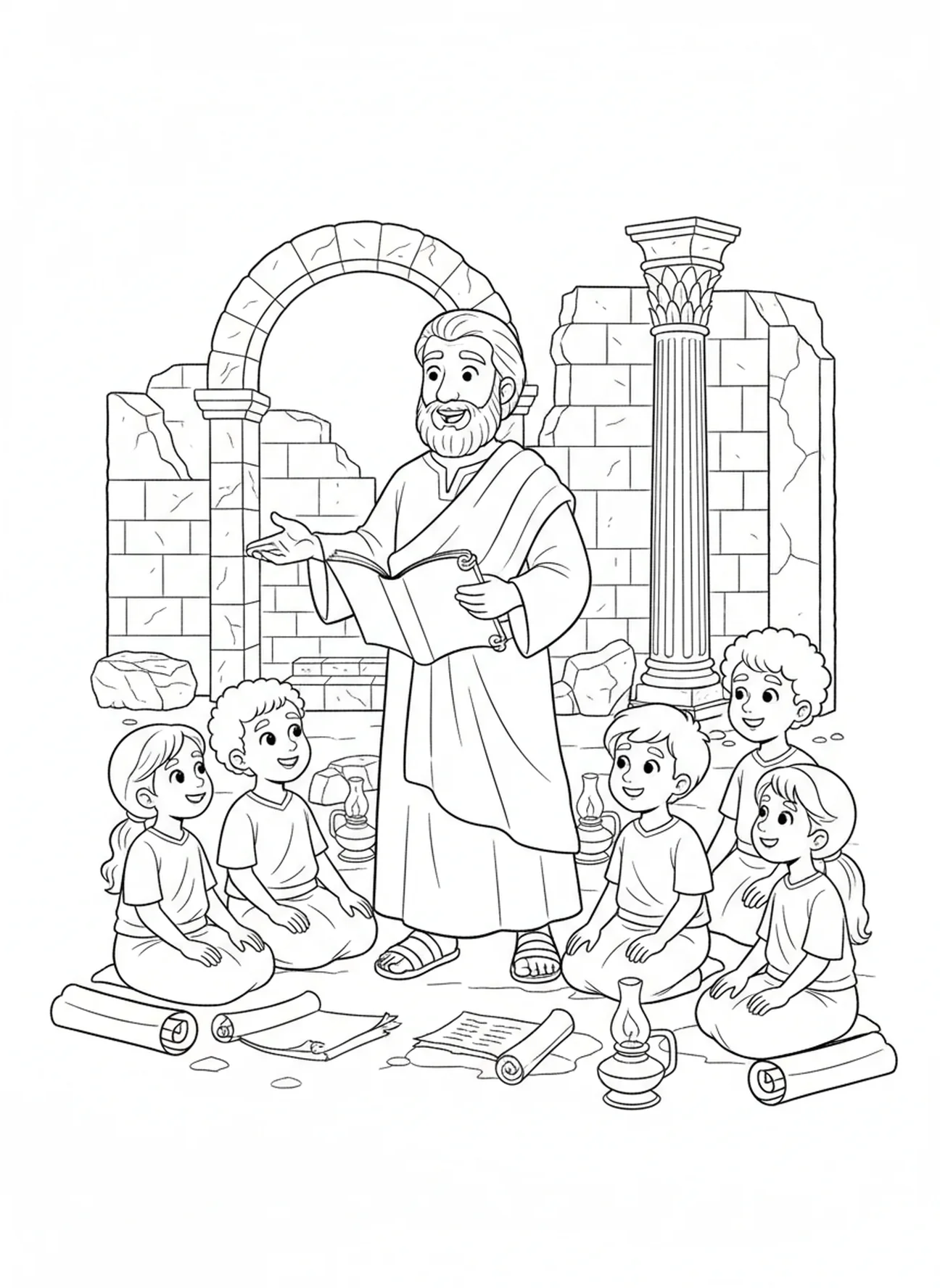 Isaïe partage, page à colorier Isaïe 41:10 N'aie pas peur pour les enfants de l'École du dimanche âgés de 5 à 12 ans.