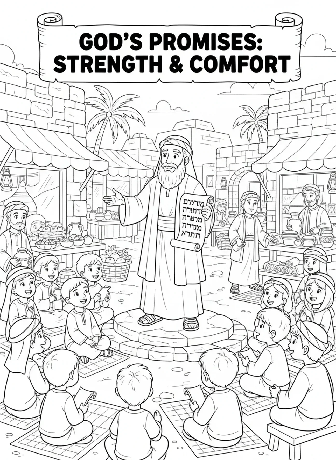 Isaías compartilhando as promessas de Deus, página para colorir Isaías 41:10 para crianças da Escola Dominical de 5 a 12 anos.