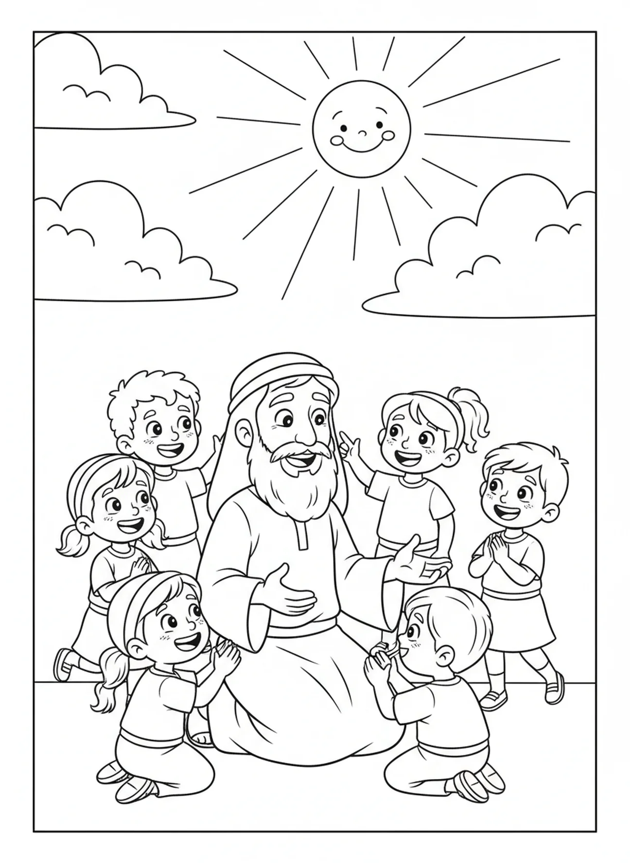 Isaías animando a los niños, página para colorear de Isaías 43:1 para niños de 5 a 10 años