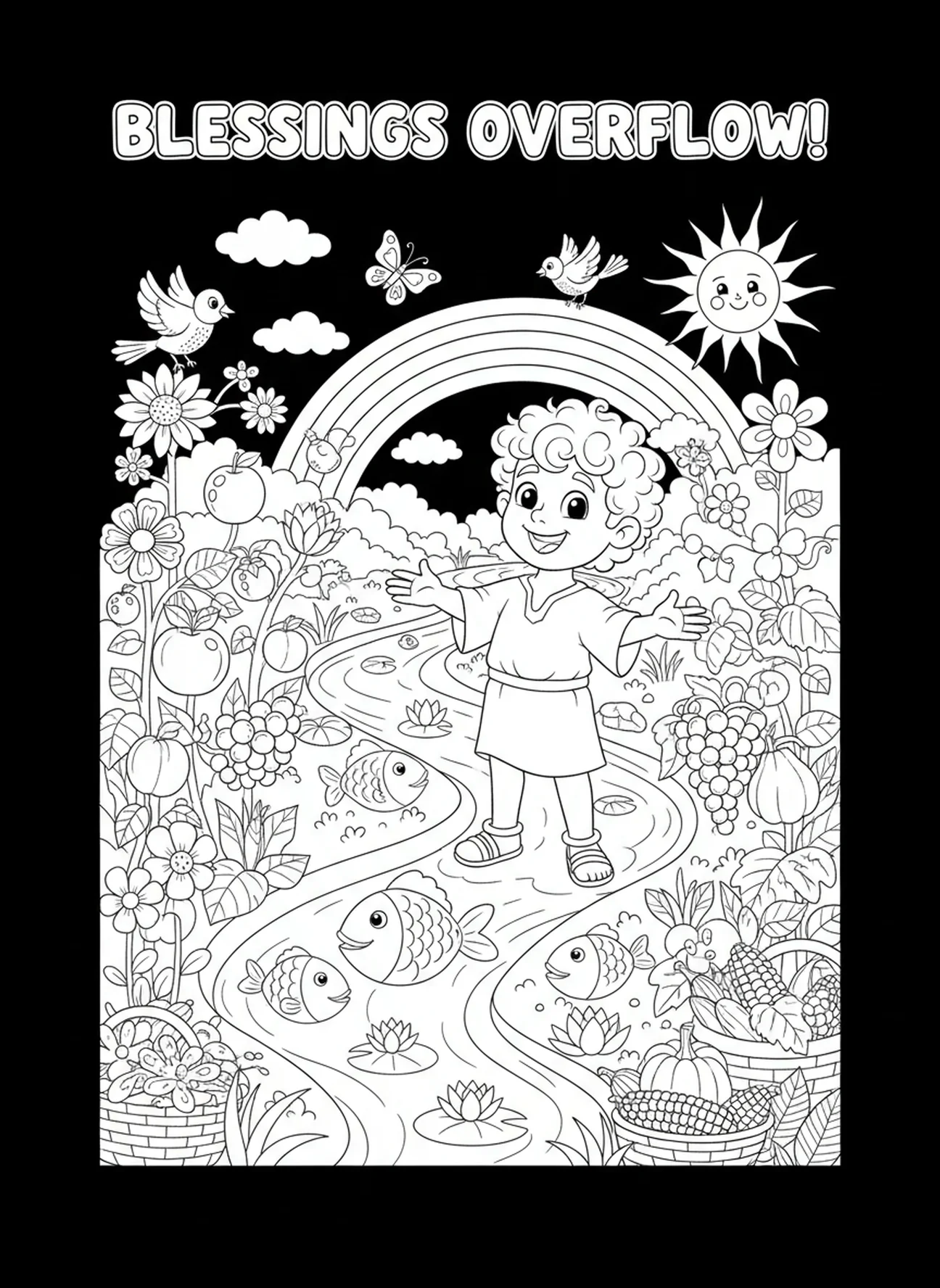 Isaías junto a aguas corrientes, página para colorear de Isaías 43:1 para niños de 5 a 10 años