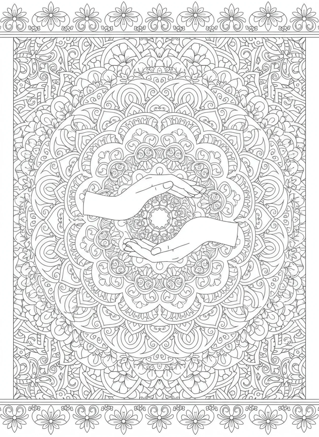 Des mains tendues pour aider les autres, Jacques 1:22 page à colorier pour adultes dans un style de journal biblique