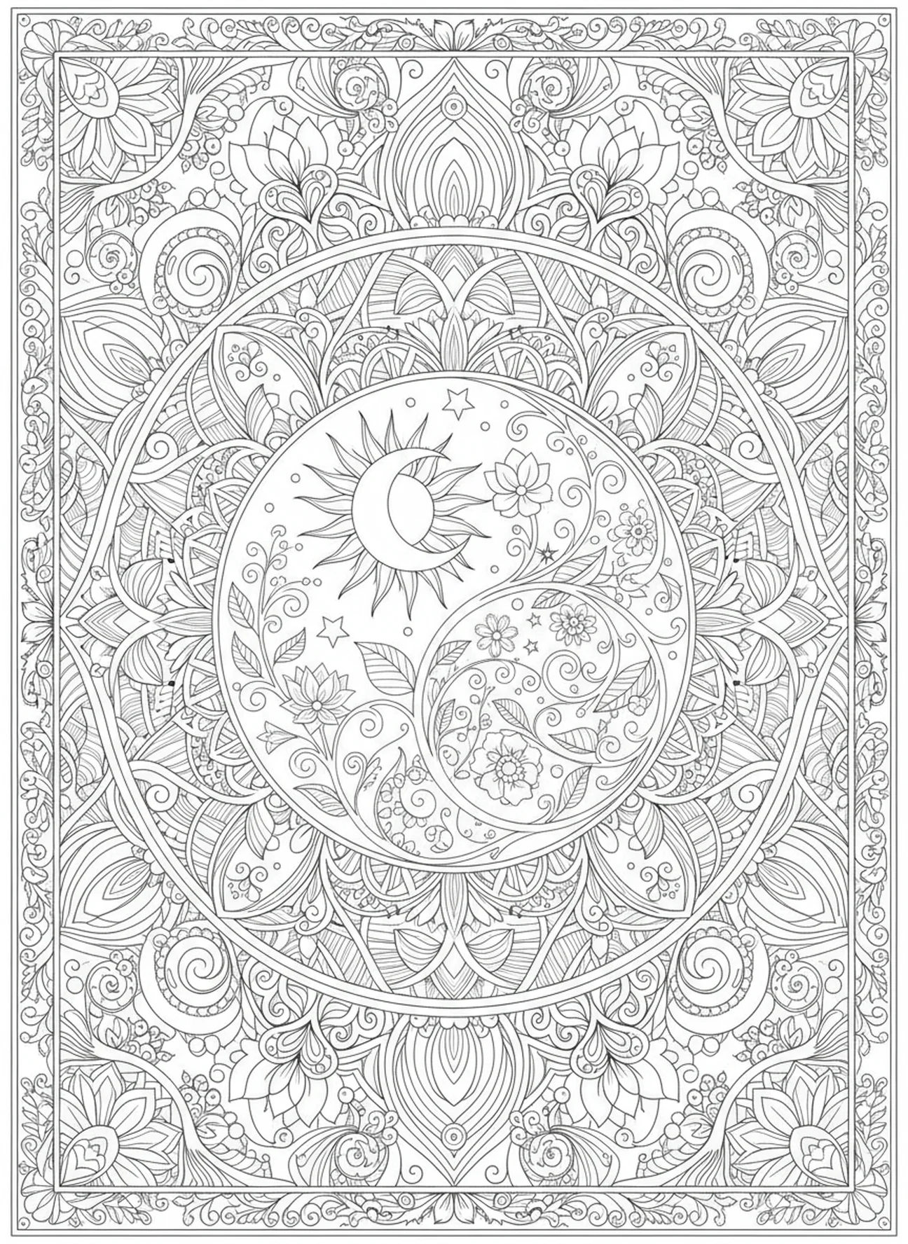 Corpos celestiais, João 1:1 A Palavra Era Deus página para colorir estilo journaling bíblico para adultos.