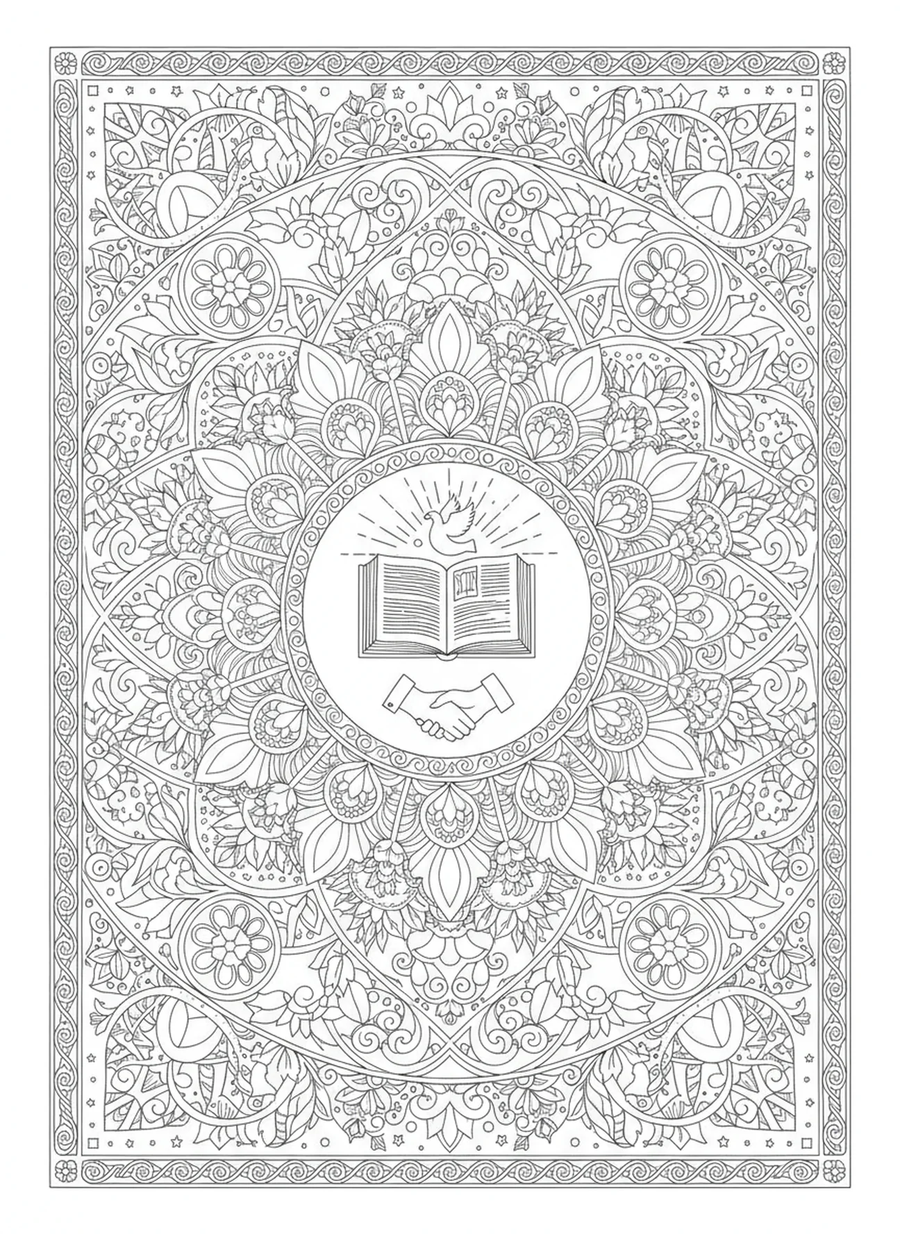 A Palavra em comunhão com Deus, João 1:1 A Palavra era Deus página para colorir estilo de journaling bíblico para adultos.