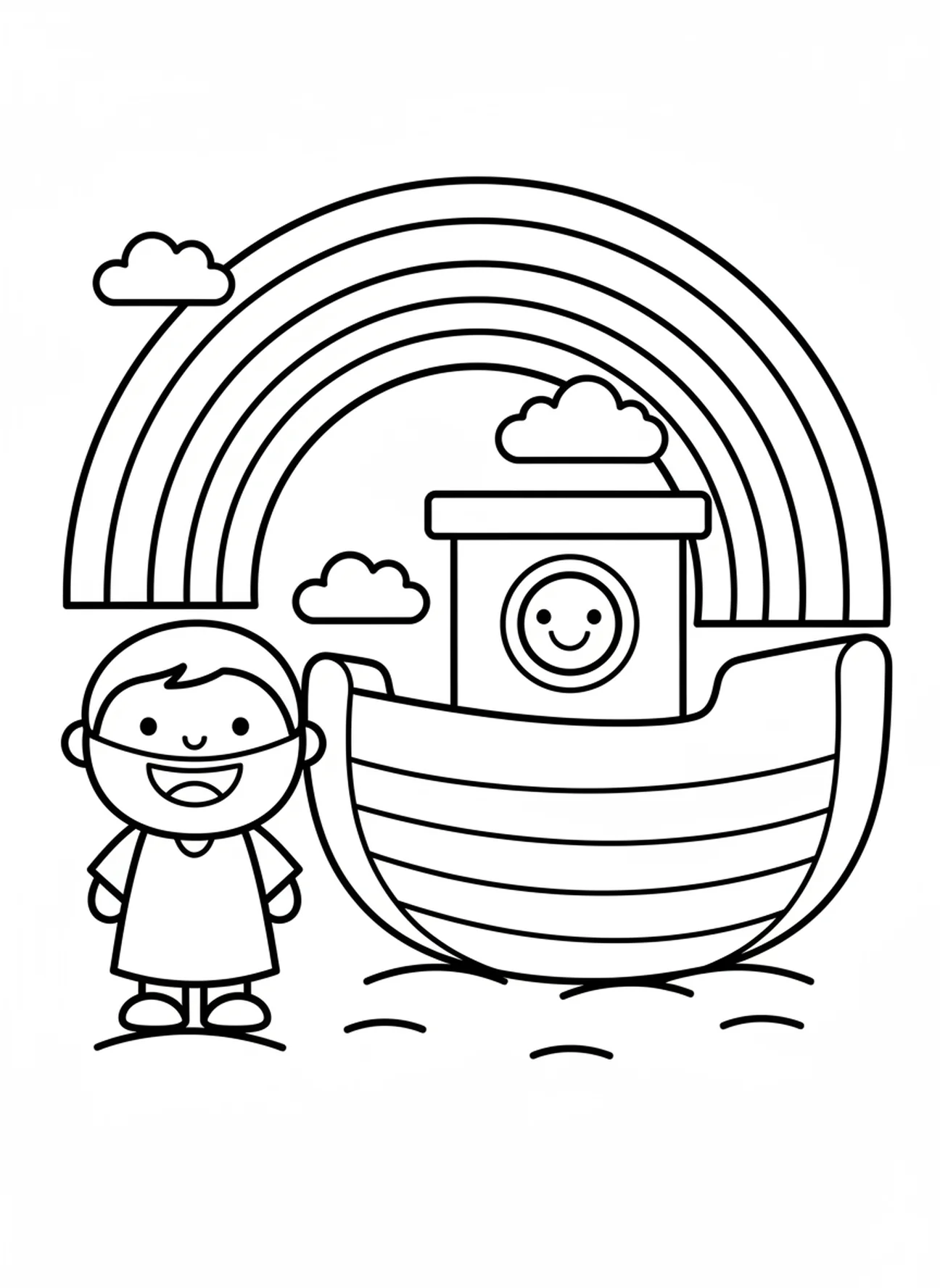 Arcoíris sobre Noé, Lucas 6:31 Haz a los demás página para colorear para niños de 3 a 5 años.